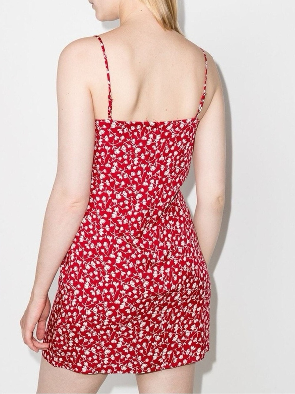 Reformation Abbott Printed Mini Dress Size 0 Red White Floral Feminine Cottage - Picture 3 of 11